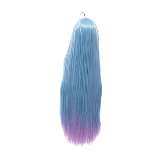 No Game No Life Shiro Natural 100cm Long Straight 2 Tones Blue Urle Mix Synthetic Coslay Wig Hair For Halloween Arty 1 1