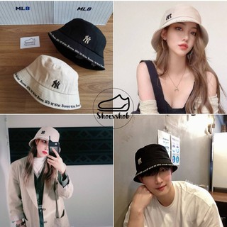 ของแท้ MLB Gothic Bucket Hat หมวกปีกสีเบจ 📜📜 / สีดำ​ ⚫️​⚫️ นำเข้าจากเกาหลี ป้ายแท็กเกาหลี  🇰🇷