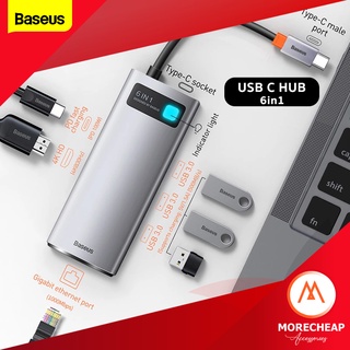 🔥ถูก/แท้🔥Baseus 6in1 สายแปลง Usb Type-C To Ethernet Lan RJ45 Hub OTG DOCK USB3.0 HDMI รองรับ PD 100W