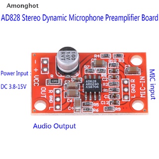 ((Amonghot)) บอร์ดขยายเสียงไมโครโฟนไดนามิก Ad828 Dc 3.7V-15V