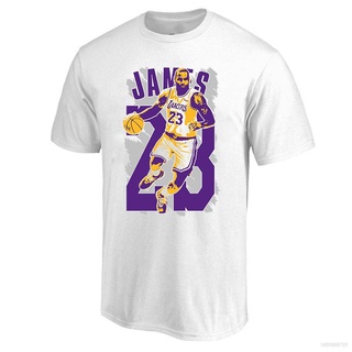 Ace NBA L.A. เสื้อยืดแขนสั้นลําลอง คอกลม ทรงหลวม พิมพ์ลายการ์ตูน Lakers James พลัสไซซ์ สําหรับผู้ชาย และผู้หญิง