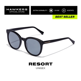 HAWKERS Black Dark RESORT Sunglasses for Men and Women, unisex. UV400 Protection. Official product designed in Spain 400036