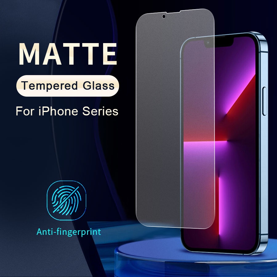 ฟิล์มหน้าจอแบบด้าน ฟิล์มกระจกด้านน้ำค้างแข็งกระจกใสป้องกันหน้าจอไม่มีลายนิ้วมือสำหรับ iPhone XS MAX XR X 14 13 12 Mini 11 Pro Max 8 7 6 6s Plus SE 2020 HD ฟิล์มกันรอยหน้าจอแบบใสแบบเต็มจอ