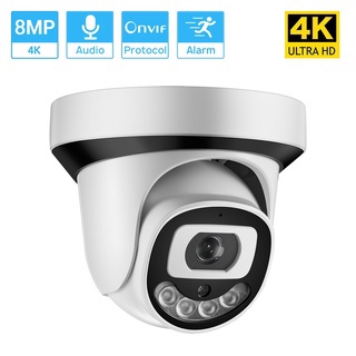 Hamrol ใหม่ กล้องวงจรปิด 4K Ultra HD 8MP IP POE H.265 Onvif Audio CCTV 4 Array LEDs มองเห็นที่มืด เพื่อความปลอดภัยในบ้าน