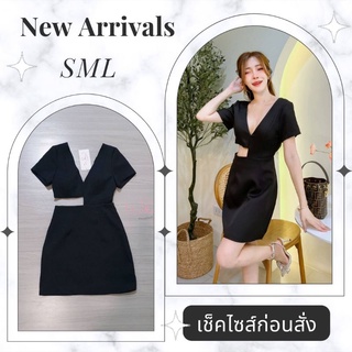 🧧จัดส่งฟรี🧧ชุดเดรสสั้น Dress เดรสสั้นเว้าเอว ชุดเดรสสั้นSexy ชุดเดรสสั้นคอวี ชุดเดรสแขนสั้น เดรสสั้นเหนือเข่า ชุดเดรสสีด