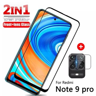 2in1 Xiaomi Redmi Note 9Pro ฟิล์มเลนส์กล้อง + ฟิล์มกระจกเต็มจอขอบดำ ฟิล์มกันกระแทกขอบดำ