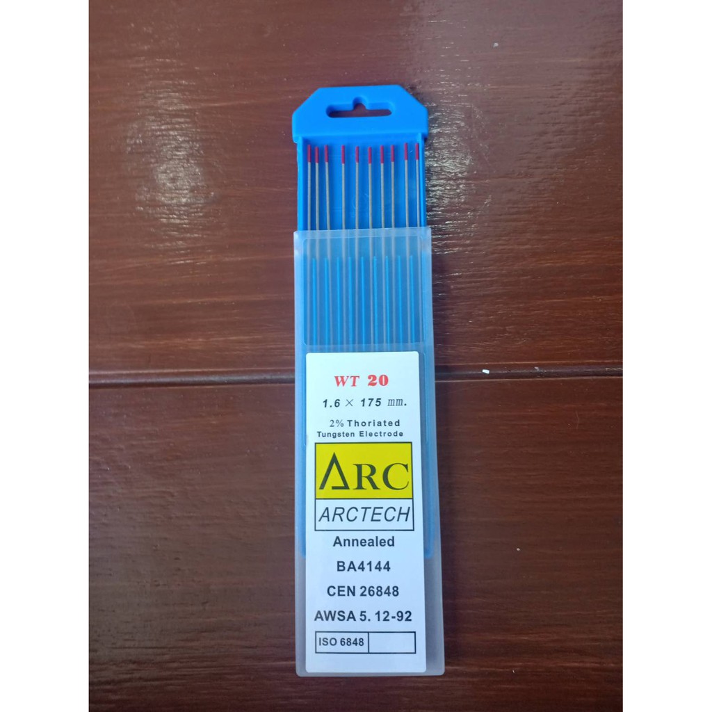 ลวดเชื่อม ทังสเตน ARC-WELD สีแดง WT20 # 2.4x175 MM.(10 เส้น) และ 1.6mm