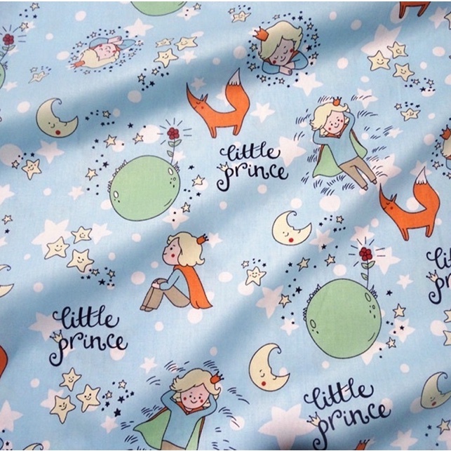 ผ้าคอตตอน 100% ทอทวิล หน้ากว้าง 160 เซนติเมตร ลายเจ้าชายน้อย ลายเสือ ลายขนมเค้ก