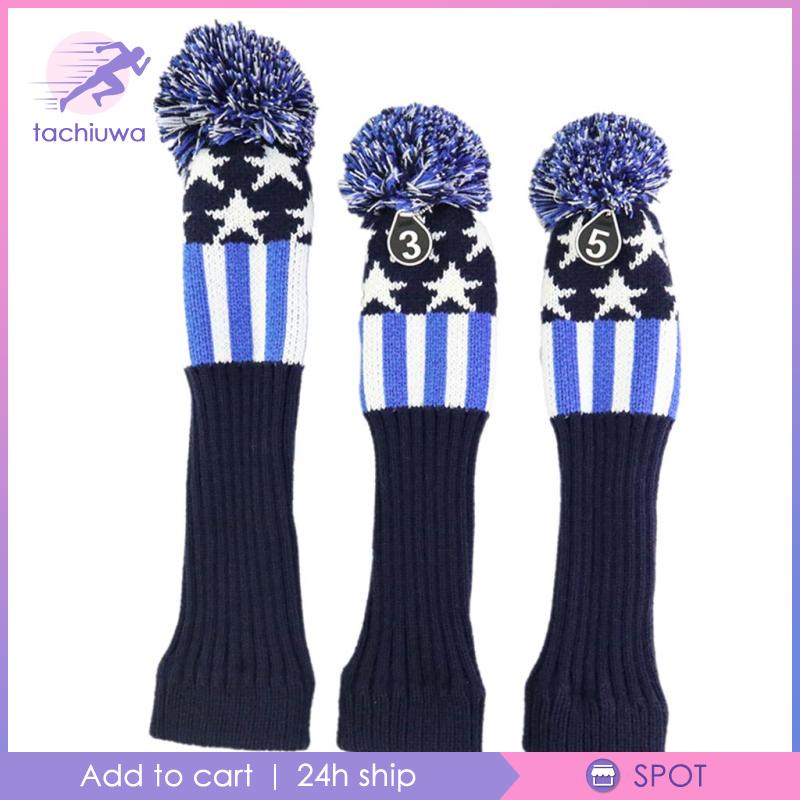 3pcs Golf Pom Pom Knit Headcover Fairway Woods Driver Hybrid Head Covers #8