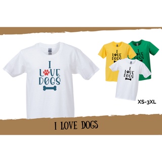 เสื้อยืด I love Dogs เสื้อยืดสำหรับคนรักน้องหมา ผ้าCotton 100% เกรดพรีเมี่ยม เสื้อยืดอินเทรนด์