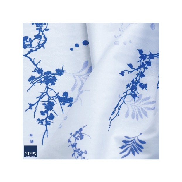 ผ้าหลา,ผ้าคอตต้อน100 ผ้าคอตตอนพิมพ์ลายพิมพ์ลายสีขาวน้ำเงิน หน้าผ้า 44 นิ้ว ST  PT 486