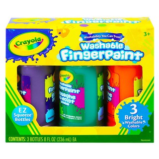 WASHABLE FINGERPAINT 3 BRIGHT COLORS สีน้ำระบายด้วย นิ้วล้างออกได้ CRAYOLA 3 สีรอง งานศิลปะ อุปกรณ์เครื่องเขียน ผลิตภัณฑ