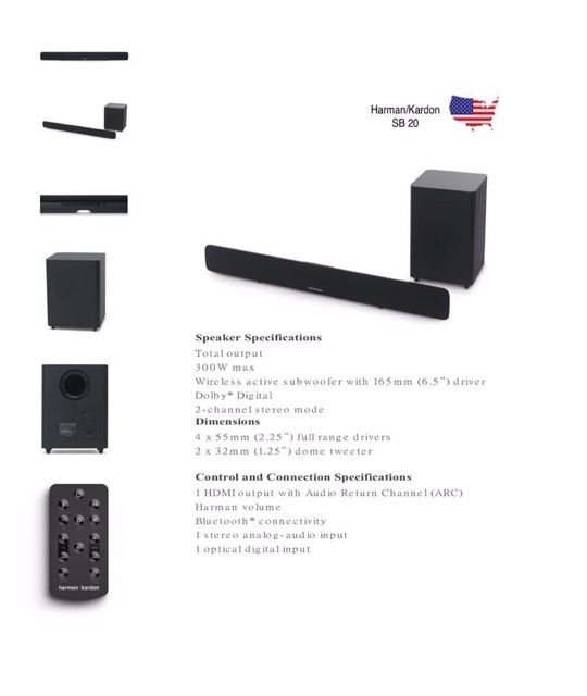 Harman Kardon รุ่น SB20 Soundbar with wireless subwoofer and HDMI ARC