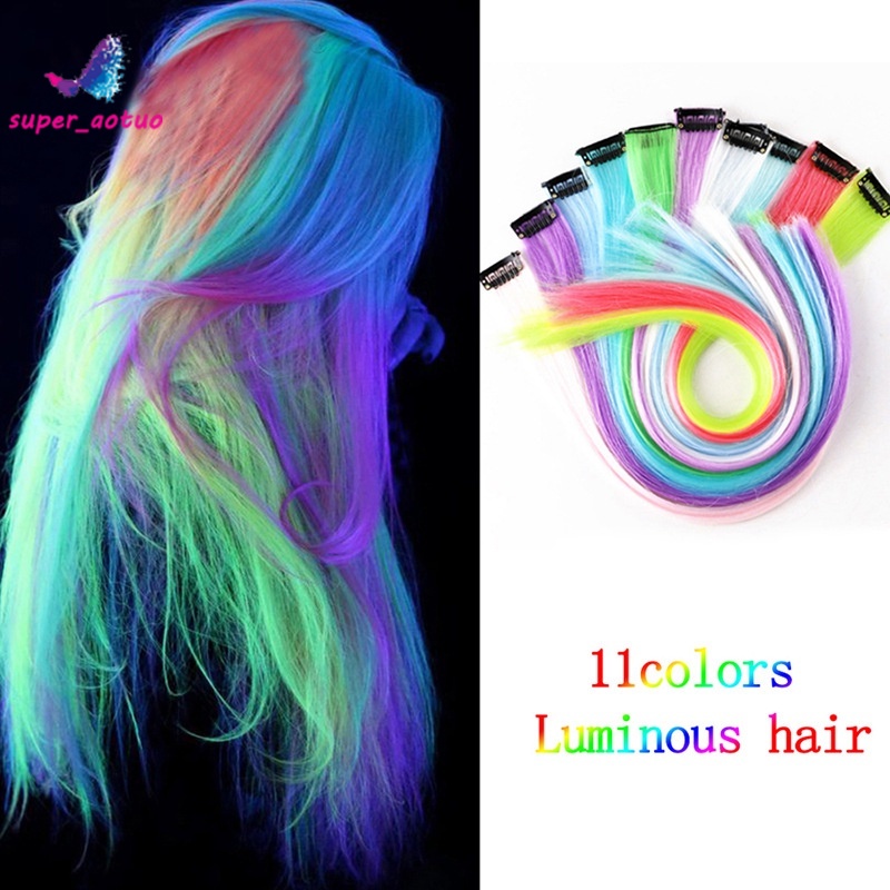 วิกผมตรง สีเรืองแสง สไตล์ฮิปฮอป แฟชั่นสําหรับผู้หญิง จํานวน 1 ชิ้น