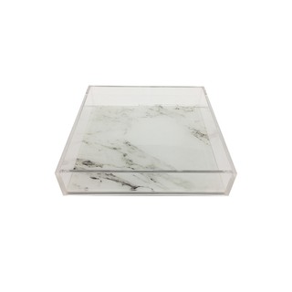 ถาดอะคริลิค 20x20x4ซม. MARBLE KECH ขาว S | KECH | FG71-00222 อุปกรณ์จัดเก็บ จัดเก็บและทำความสะอาด Happy Zero ถาดอะคริลิค