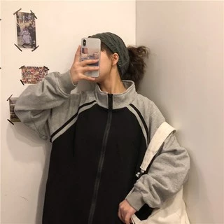เสื้อคลุมแขนยาวชายหญิง แบบมีซิป เรียบๆ สไตส์เกาหลี