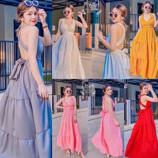 ❤️ Diiz’s ❤️  Maxi dress ทรงผูกหลัง ผูกคอ ตัวยาว ผ้าไหมอิตาลี