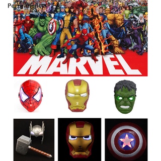 [Permanenty] หน้ากากซูเปอร์ฮีโร่ มีไฟ LED ลาย America &amp; Iron Man Avengers Batman Spiderman Hulk Charm Good