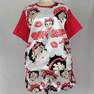 เซทขาสั้น &amp; เสื้อยืดพิมพ์ลายด้านหน้าลายBetty Boop