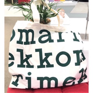 [ใส่code&gt;ทักแชท]Marimekko logo totebag green color (เขียวเข้ม)