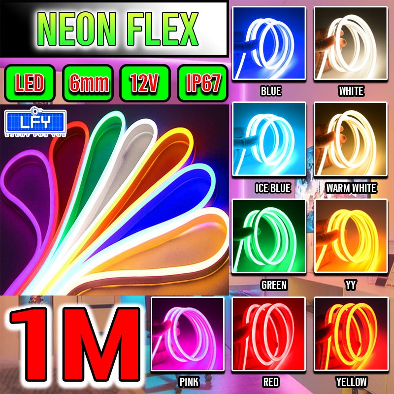 LED 12 v 6 x 12 มม.ความยาว 1 เมตรออกแบบกันน้ำเหมาะสำหรับดัดรูปร่างทำให้เกิดการเรืองแสงสามารถตัดได้ทุก ๆ 2.5 ซม.