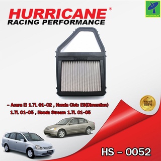 Mastersat กรองอากาศ กรองอากาศรถยนต์ HURRICANE HS-0052 กรองสแตนเลส สำหรับ Acura El 1.7L 01-02 , Honda Civic