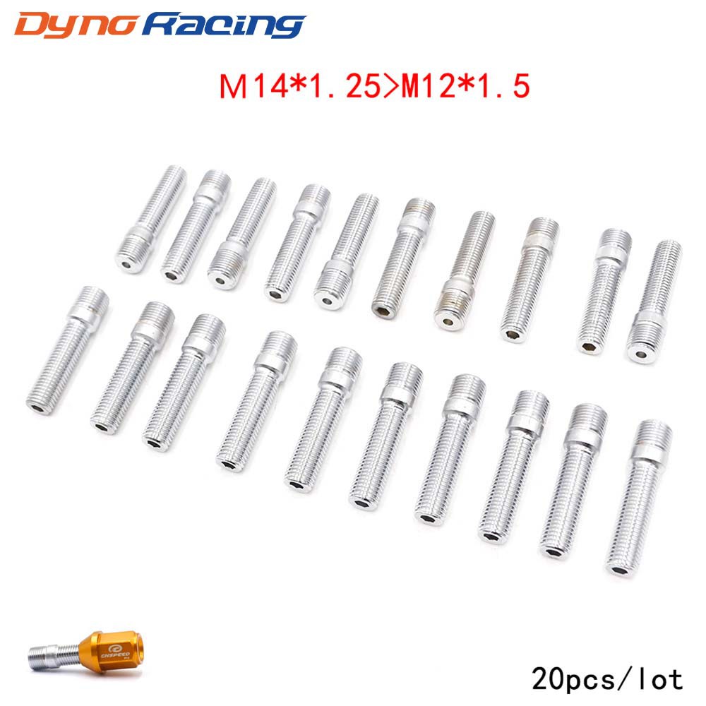 20PCS M14*1.25 TO M12*1.5 ล้อ STUD CONVERSION TALL LUG BOLTS TO STUDS 58 มม.