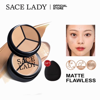 Sace LADY【ซื้อ 1 แถม 1 พัฟ】คอนซีลเลอร์เนื้อครีม เนื้อแมตต์ ปกปิดเรียบเนียน รอยคล้ําใต้ตา พาเลทคอนซีลเลอร์ ติดทนนาน