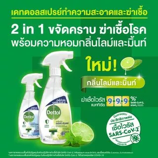 Dettol เดทตอล สเปรย์ฆ่าเชื้อเดทตอล เซอร์เฟสคลีนเซอร์ สเปรย์ทำความสะอาด สูตรไลม์และมิ้นท์500มลX12