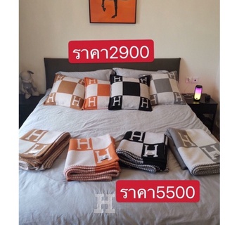 พรี ​ Hermes ผ้าห่ม ผ้าห่มแบรนด์เนม ตกแต่งบ้าน170*35cm ขนสัตว์wool＋Cashmere