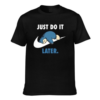 เสื้อยืดแขนสั้น พิมพ์ลาย Snorlax Just Do It Lazy Tick Swoosh สําหรับผู้ชาย