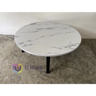 โต๊ะญี่ปุ่นกลม โต๊ะพับอเนกประสงค์ 75x75 ซม.ลายไม้สีบีซ ลายหินดำ ขาว ขาแข็งแรง กางง่าย 🦄 uk99