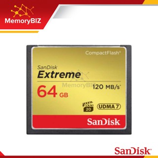 SanDisk Extreme CF Card 64GB อ่าน 120MB/s เขียน85MB/s (SDCFXSB_064G_G46) เมมโมรี่ การ์ด แซนดิส กล้องโปร มิลเลอร์เลส DSLR