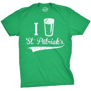 ผ้าฝ้าย 100%100%cotton เสื้อยืดคอวีผู้ชาย I Beer Saint Patricks Day T Shirt Funny St Patty Drinking Shamrock Irish Tee m