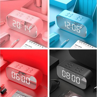 ลำโพง Bluetooth LED Alarm Clock Bluetooth Wireless Speaker Mini Mirror With Screen Clock