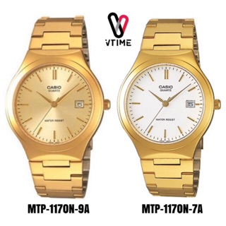 CASIO ของแท้สำหรับผู้ชาย รุ่น MTP-1170N สายสแตนเลสสีทอง