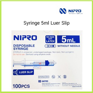 ไซริงค์ฉีดยา/กระบอกฉีดยา (Luer Slip )5ml  Syring Nipro 100ชิ้น