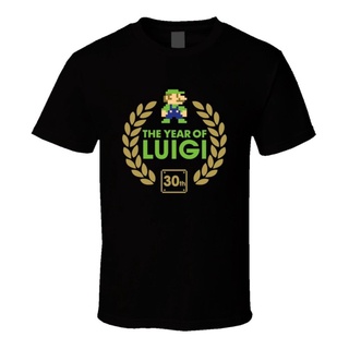 แฟชั่น เสื้อยืด พิมพ์ลาย ใหม่ เสื้อยืด พิมพ์ลาย Super Mario Bros Luigi 30Th Anniversary Nes T7465 สําหรับผู้ชาย