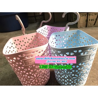 [ขายส่ง12ใบ]ตะกร้าขอแขวนสารพัดประโยชน์ (13*13*17 cm) คละสี