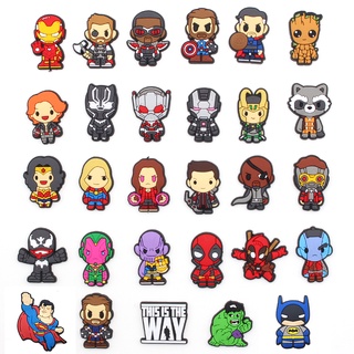 ขายดี หัวเข็มขัด pvc ลายซุปเปอร์ฮีโร่ Jibbitz Marvel สไปเดอร์แมน ถอดได้ อุปกรณ์เสริมรองเท้า Crocs น่ารัก สําหรับเด็ก 1 ชิ้น