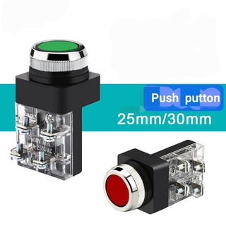 push button TBF-25/30 หัวแบนปุ่มรีเซ็ตตัวเอง กดติดปล่อยดับ เส้นผ่านศูนย์กลาง 25 มม. 30 มม. กดติดปล่อยดับ switch