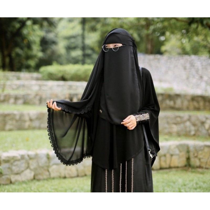 Niqab Long Yemen Lace Niqab Yemen ชีฟองอาหรับ