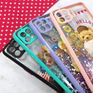 เคส Samsung A22(4G)  A32(5G) Oppo A93 พร้อมส่ง!! เคสมือถือ TPU ขอบสีกันกล้องกากเพชรกริตเตอร์ เคสหมี