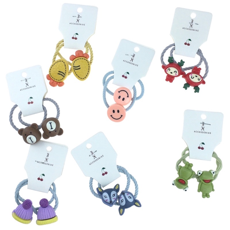 HVL ยางรัดผมลายคิ้วๆ 1 แผง (2ชิ้น) ยางวงเล็ก สผก. 2-3 ซม.