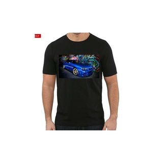 เสื้อยืดผ้าฝ้าย พร้อมส่ง เสื้อยืดแขนสั้น คอกลม ผ้าฝ้าย 100% พิมพ์ลาย Jdm Skyline Gtr R34 Adan Racing Lelaki หลากสี แฟชั่