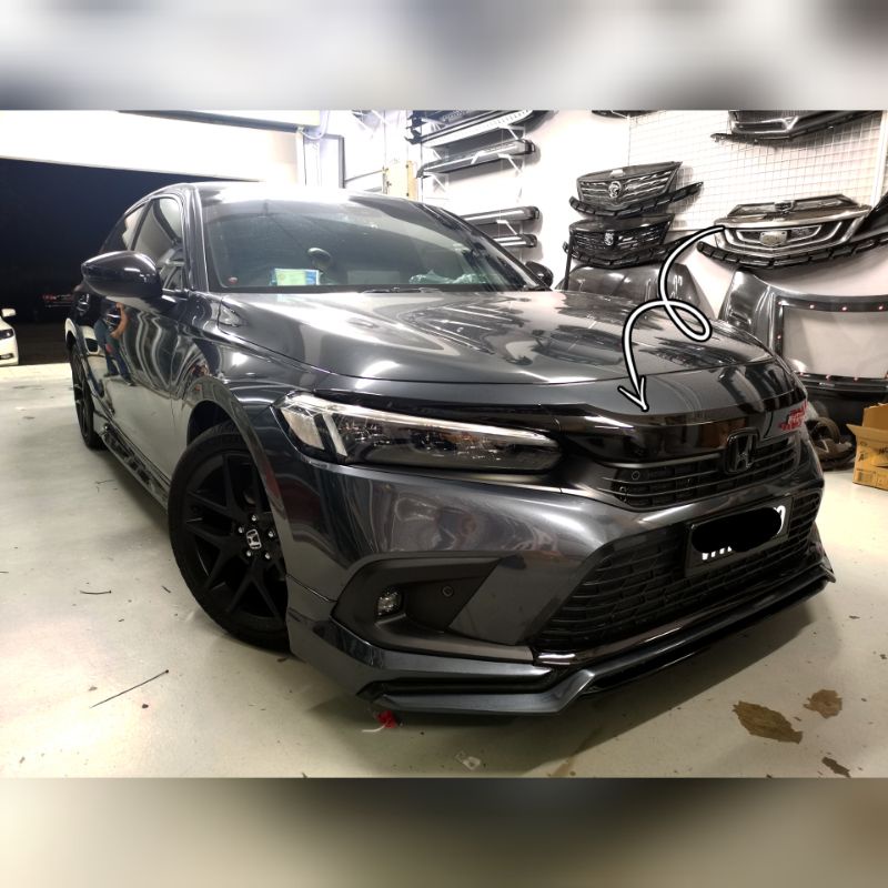 HONDA CIVIC FE ครอบกระจังหน้า เปียโนคาร์บอน สีดํา