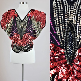 Vtg Sequin butterfly top