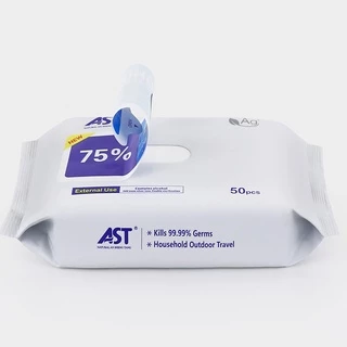 ทิชชู่เปียก ฆ่าเชื้อโรค ทิชชู่แอลกอฮอล์ 50 -180 แผ่น AST Alcohol Wipe ได้รับมาตร FDA CE FOOD Grade ปลอดภัย 100%