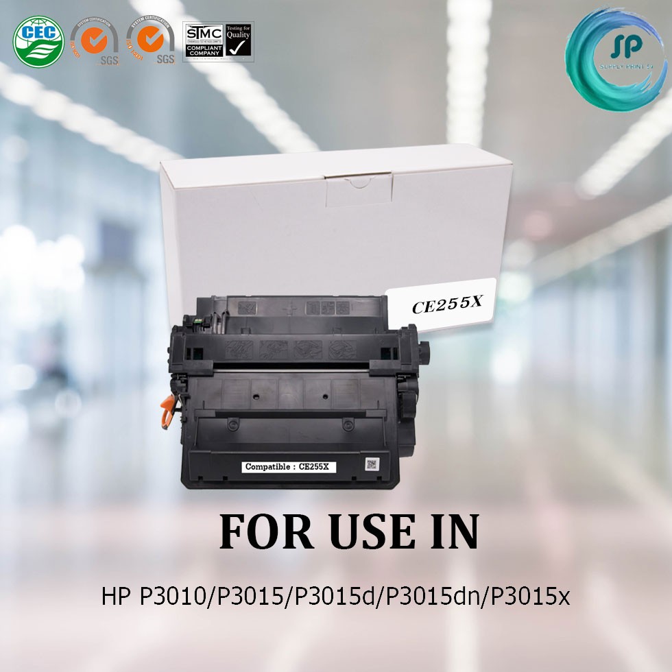 ตลับหมึกเลเซอร์เทียบเท่า HP CE255X สำหรับเครื่องพิมพ์ HP P3010/P3015/P3015d/P3015dn/P3015x