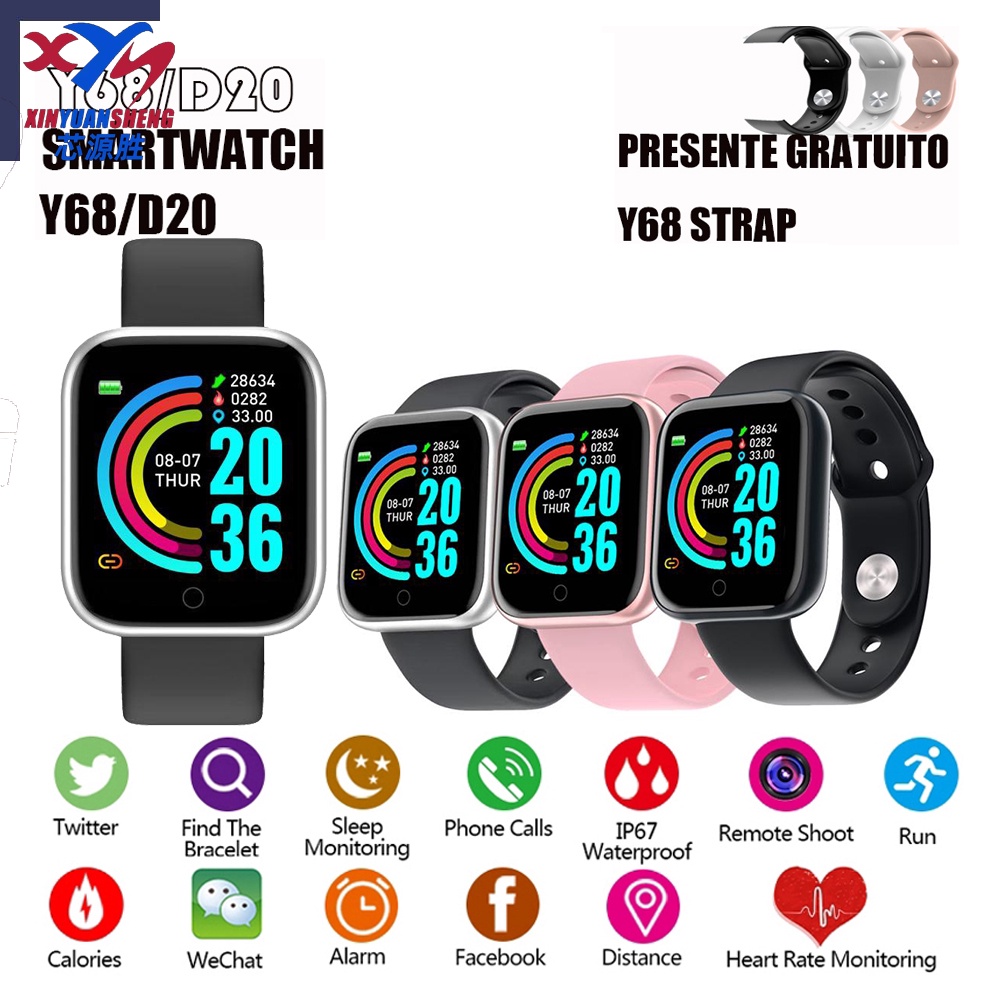 [ smartwatch ] Y68 Smart Watch Fitness Tracker Digital Heart Jam Tangan Wanita Lelaki นาฬิกาผู้ชายนา